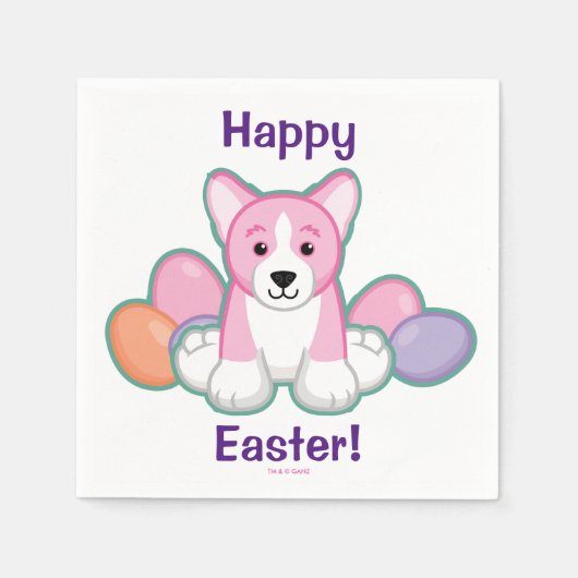 Lil Spring Corgi Muster Serviette (Vorderseite)