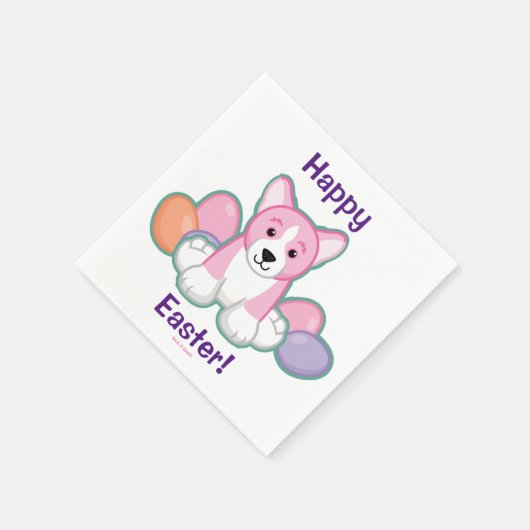 Lil Spring Corgi Muster Serviette (Ecke)