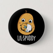Lil Spuddy Funny Potato Pun Dark BG Button (Vorderseite)