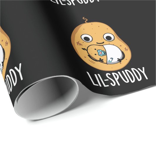 Lil Spuddy Funny Potato Pun Dark BG Geschenkpapier (Rolleneckpunkt)