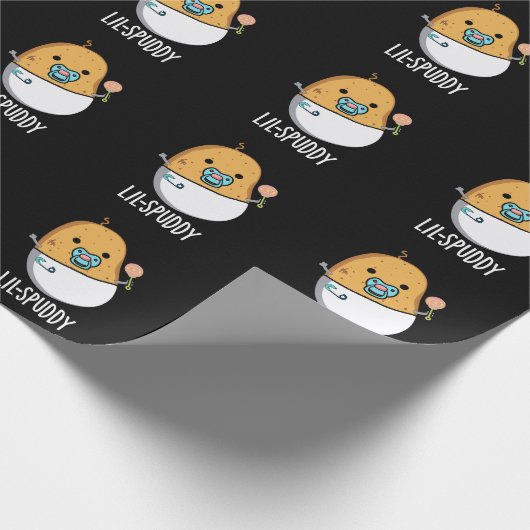 Lil-spuddy Funny Potato Pun Dark BG Geschenkpapier (Ecke)