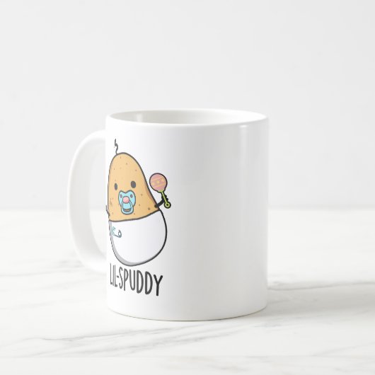 Lil-spuddy Funny Potato Pun Kaffeetasse (Vorderseite Links)