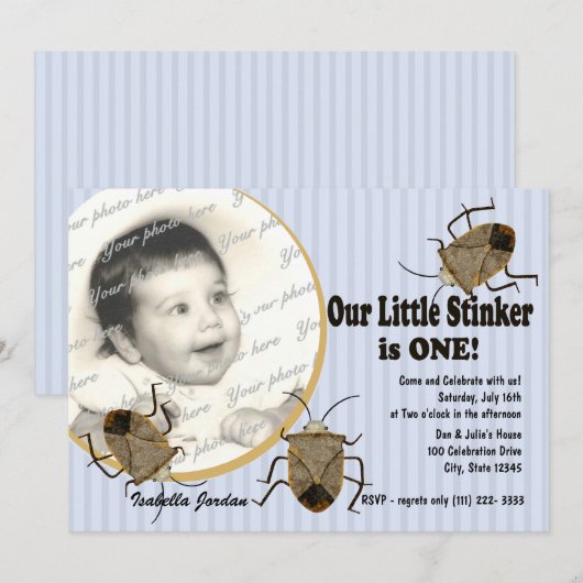 Lil Stinker 1. Geburtstag Einladung (Vorne/Hinten)