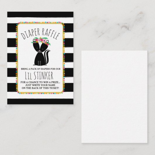 Lil Stinker Boho Skunk Baby Duwer Windelwanne Begleitkarte (Vorne/Hinten)
