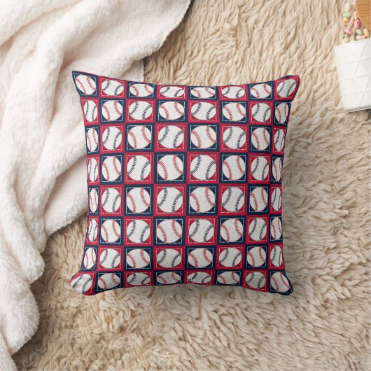 Lil Stitched Baseballs Square Throw Kissen (Decke)