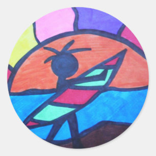 Lil' Surfer Typ - Sun einstellen Runder Aufkleber