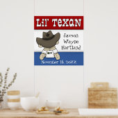 Lil’ Texan Personalisiert Name und Geburtsdatum Poster (Küche)