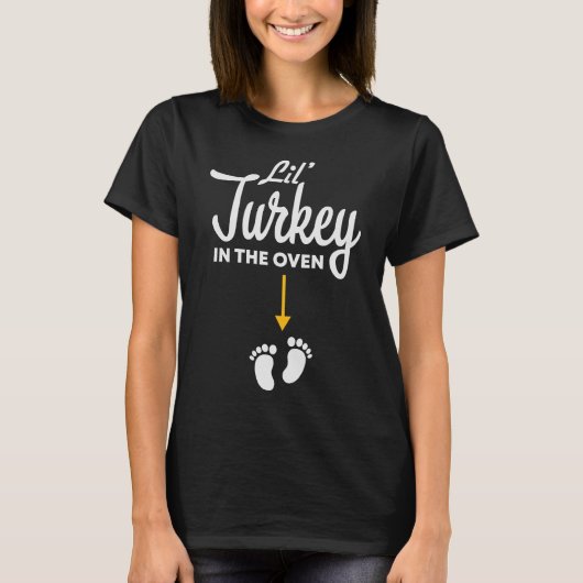 Lil’ Turkey in Oven Pregnancy Erntedank T-Shirt (Vorderseite)