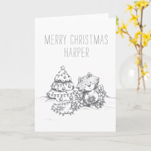 Lil Wolf Christmas Tree Card Karte (Gelbe Blume)