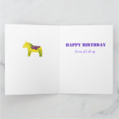 Lila 100. Big Birthday Card von uns allen Karte (Innenseite)