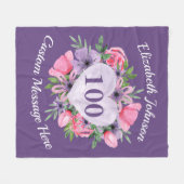 Lila 100. Geburtstag Frauenblanket Fleecedecke (Vorderseite (Horizontal))