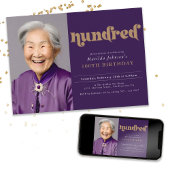 Lila 100. Geburtstagsparty Einladung