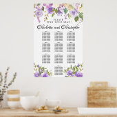 Lila 10-Tisch-Hochzeitstabelle für Blumenmuster Poster (Küche)
