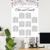 Lila 10-Tisch-Hochzeitstabelle für Weißblumen Poster (Heimbüro)