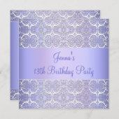Lila 13. Geburtstagsparty Einladung Lila 13. (Vorne/Hinten)