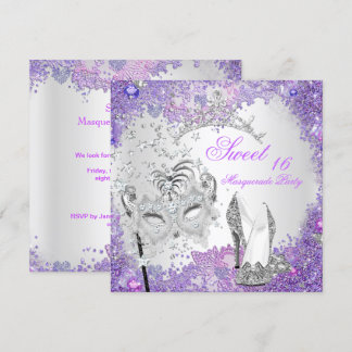 Lila 16 . Geburtstag 16 Masquerade Party Tiara Einladung