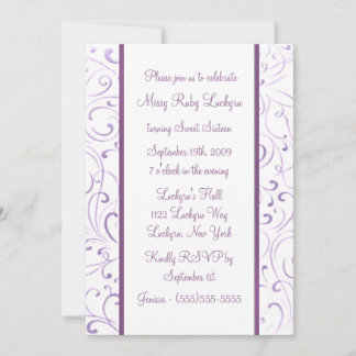 Lila 16. Geburtstag-Einladung Einladung