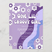 Lila 1. Geburtstag Girl Retro Thema Einladung (Vorne/Hinten)