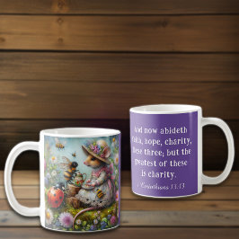 Lila 1 Korinther 13:13 Schrift Mouse Tea Kaffeetasse