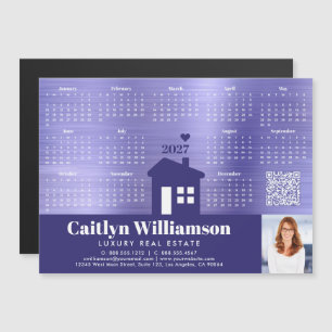 Lila 2026 Calendar Realtor Foto QR Code Magnet