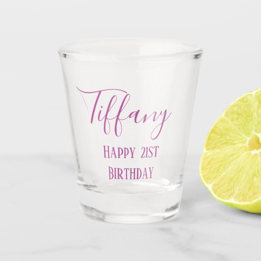 Lila 21. Geburtstag Schnapsglas (Vorderseite)