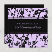 Lila 21. Geburtstagsfeiern - Party Einladungen (Vorne/Hinten)