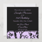 Lila 21. Geburtstagsfeiern - Party Einladungen (Rückseite)