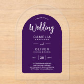 Lila 2 Akryllische Hochzeit lädt zur Modernität vo Acryleinladungen (Vorderseite)