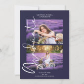 Lila 2 Fotos Exquisite Kalligrafie Abschluss Einladung (Vorderseite)