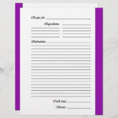 Lila 2-seitige Rezeptseiten (Vorne/Hinten)