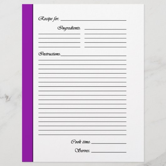 Lila 2-seitige Rezeptseiten (Rückseite)