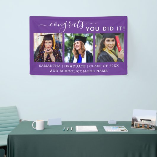 Lila 3 Foto Glückwunsch Graduate 2023 Abschluss Banner (Messeveranstaltung)