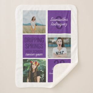 Lila 3-Foto-Spaß-Boxen Klassenjahr Sherpa-Decke Sherpadecke