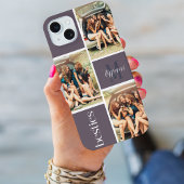 Lila 3 Fotos Bestickungen Editierbare Farbmonogram iPhone Hülle