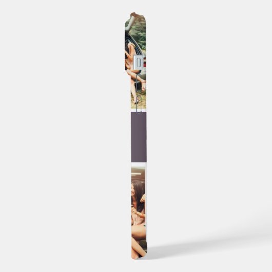 Lila 3 Fotos Bestickungen Editierbare Farbmonogram iPhone Hülle (Linke Seite)