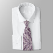 Lila 3D Paisley Relief Jacquard Krawatte (Gebunden)