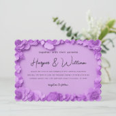 Lila 3D-Papierschnitt-Blume Einladung zur Hochzeit (Stehend Vorderseite)