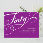 Lila 40. Geburtstagseinladungen Einladung (Stehend Vorderseite)