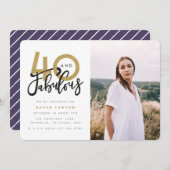 lila 40-jähriges Foto Einladung (Vorne/Hinten)