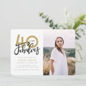 lila 40-jähriges Foto Einladung (Stehend Vorderseite)