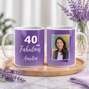 Lila 40 und fantastische 40. Geburtstagsfoto Kaffeetasse