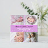 Lila 4 Fotos - Geburtsankündigung Ankündigung (Stehend Vorderseite)