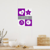 Lila 4 Quadrate Gymnastik mit Monogramm Poster (Küche)