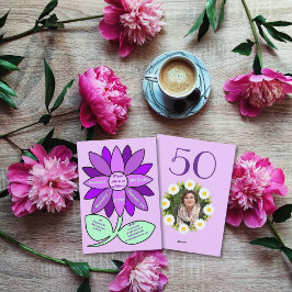 Lila 50. Geburtstag Einfache Lila Sonnenblume Einladung