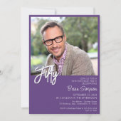 Lila 50. Geburtstag Foto Einladung (Vorderseite)