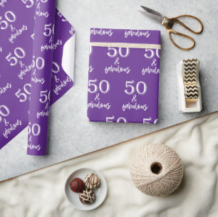 Lila 50. Geburtstag Geschenkpapier