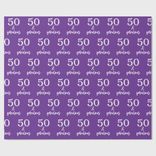 Lila 50. Geburtstag Geschenkpapier (Flach)