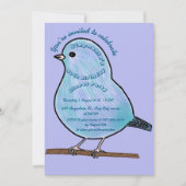 Lila 50. Geburtstag Niedliches Bird Dinner Party Einladung (Vorderseite)