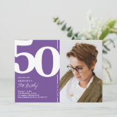 Lila 50. Geburtstagsparty Einladung (Stehend Vorderseite)