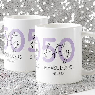 Lila 50 und fabelhafte Script 50. Geburtstagsparty Kaffeetasse